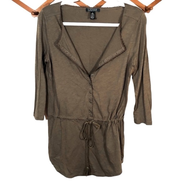 3/$25 🙌🏼 Lauren Ralph Lauren Button Down Tie Top S - Picture 1 of 5